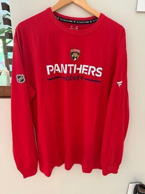 NEW Fanatics Men’s Red Florida Panthers Crewneck Long-Sleeve Hockey Tee XL